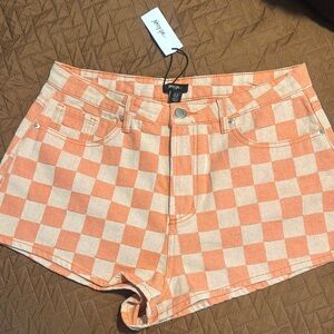 Orange Checkered Women's Shorts